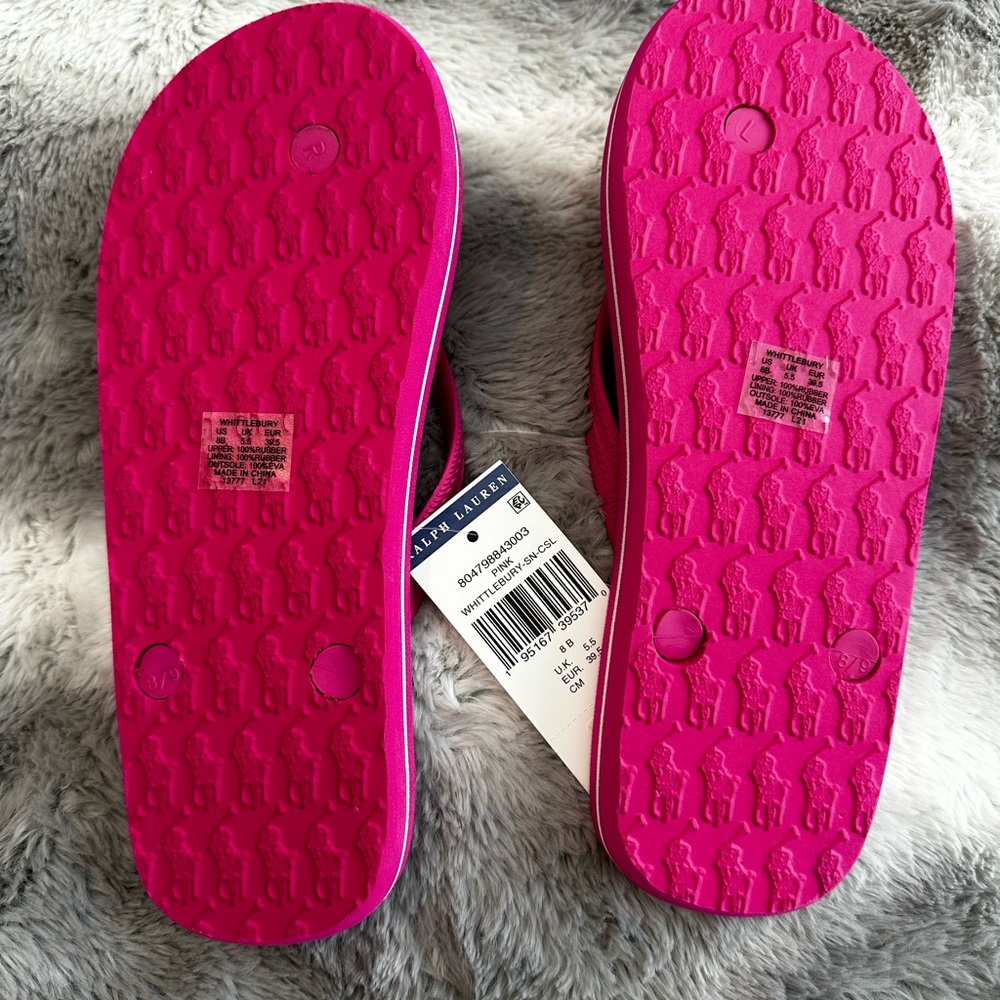 Ralph Lauren hot pink flip flops - Picture 3 of 4